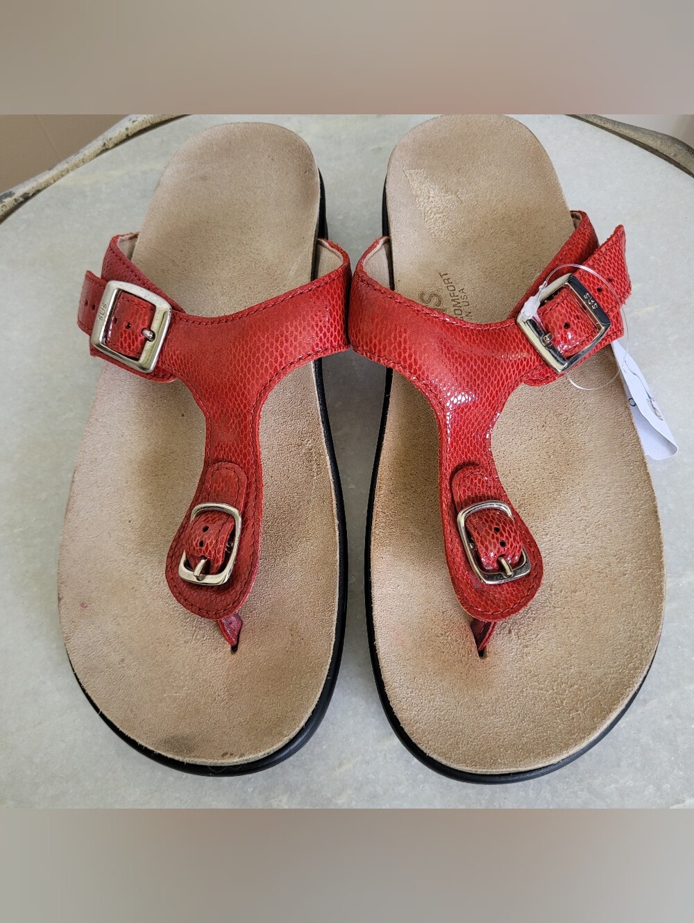 SAS Size 7 Red Comfort Thong Sandals